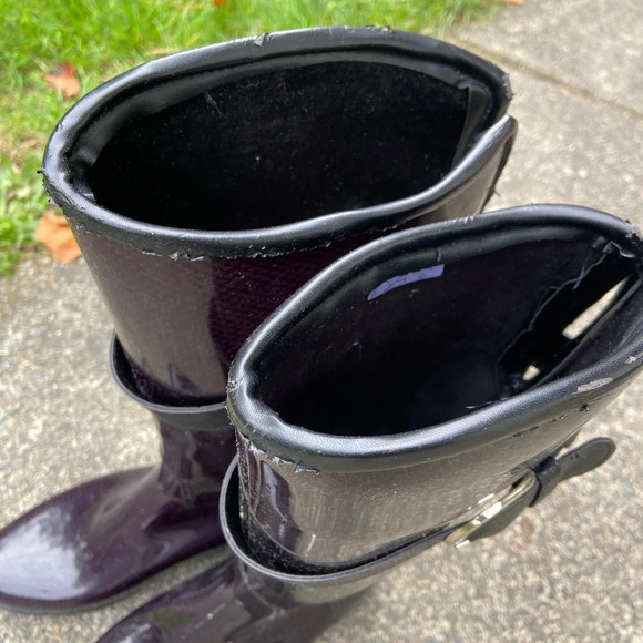 Dav Bristol Weatherproof Knee High Rain Shiny Black Boot Sz 8 - Picture 6 of 9